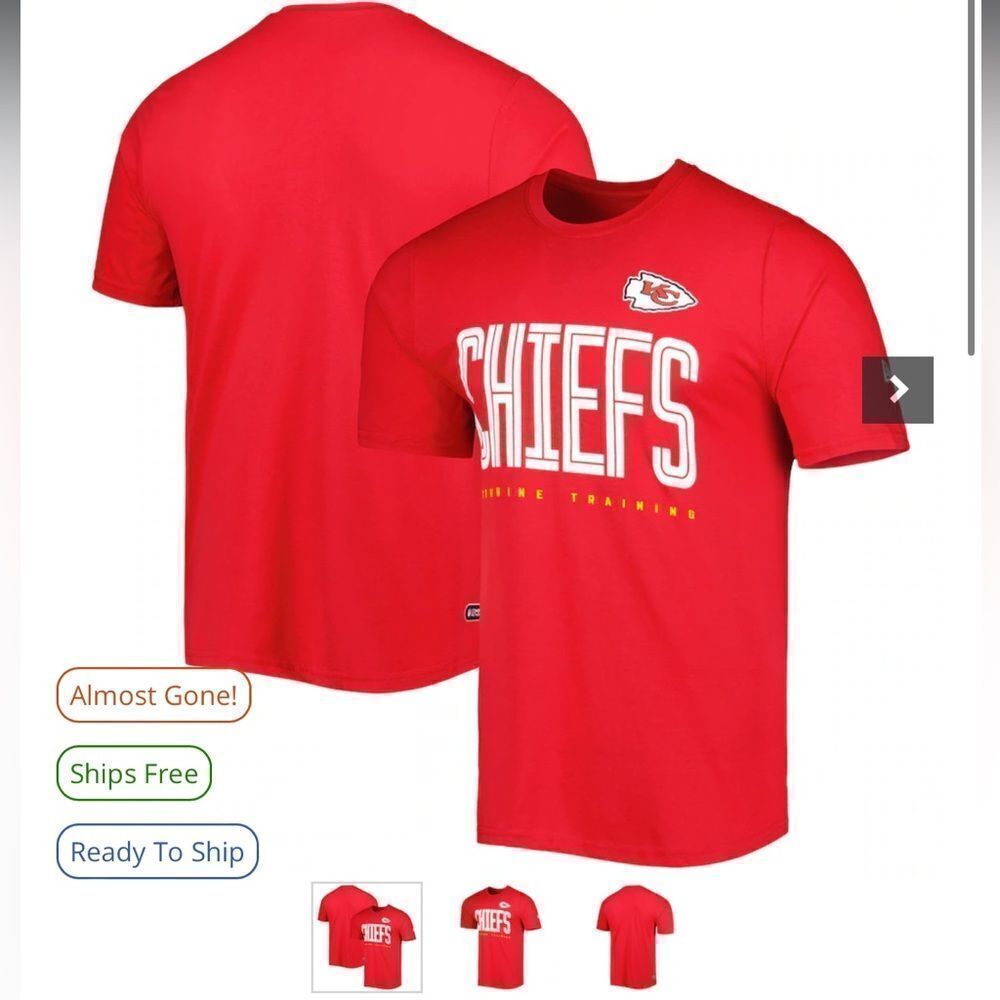 NFL Kansas City Chiefs Red Combine Training Huddle Up Tee YM (10/12) NWT IN PKG